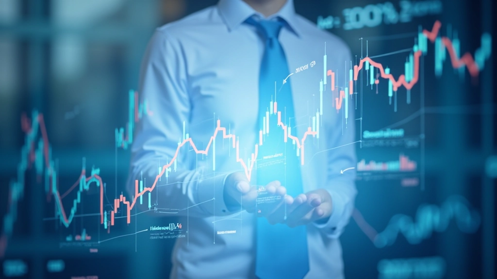 Složitý finanční graf s řadou indikátorů ukazujících ekonomické předpovědi